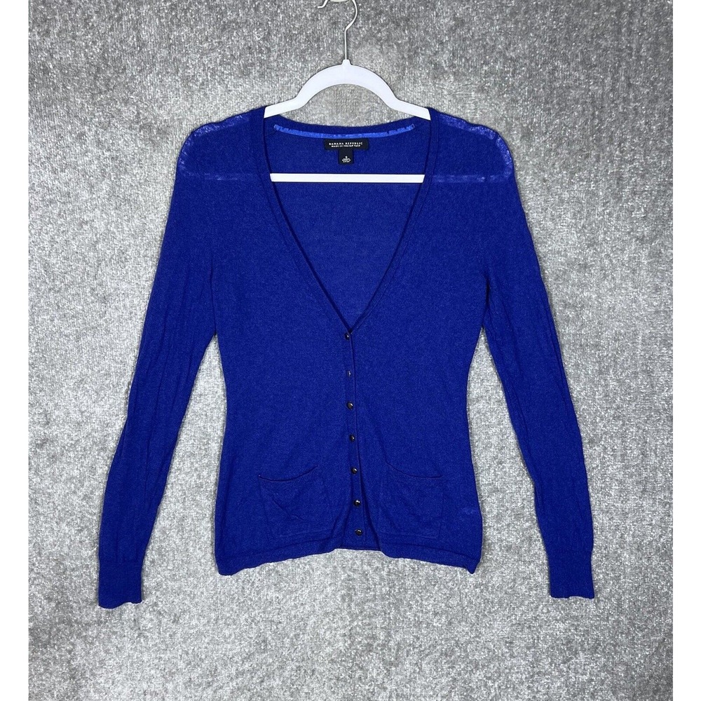 Blue Banana Republic V-Neck Button-Up Sweater